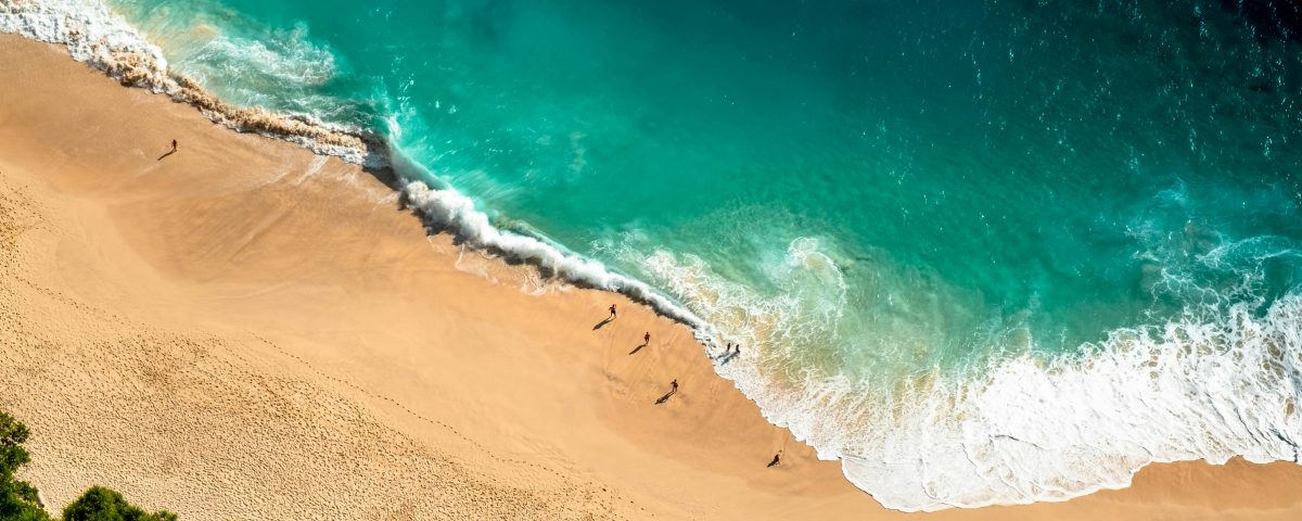 Aerial view of beach and sea with people